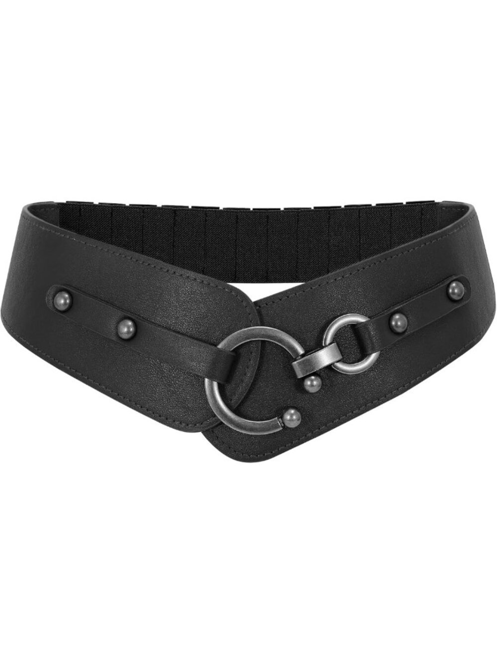 Vintage Wide Elastic Thick Stretch Belt with Interlock Buckle for Dresses